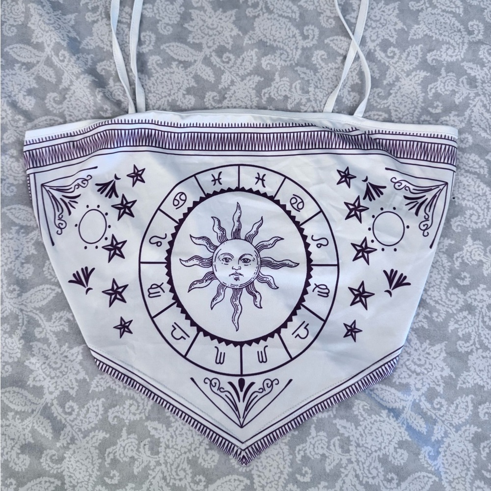 White and Purple Zodiac Bandana Top